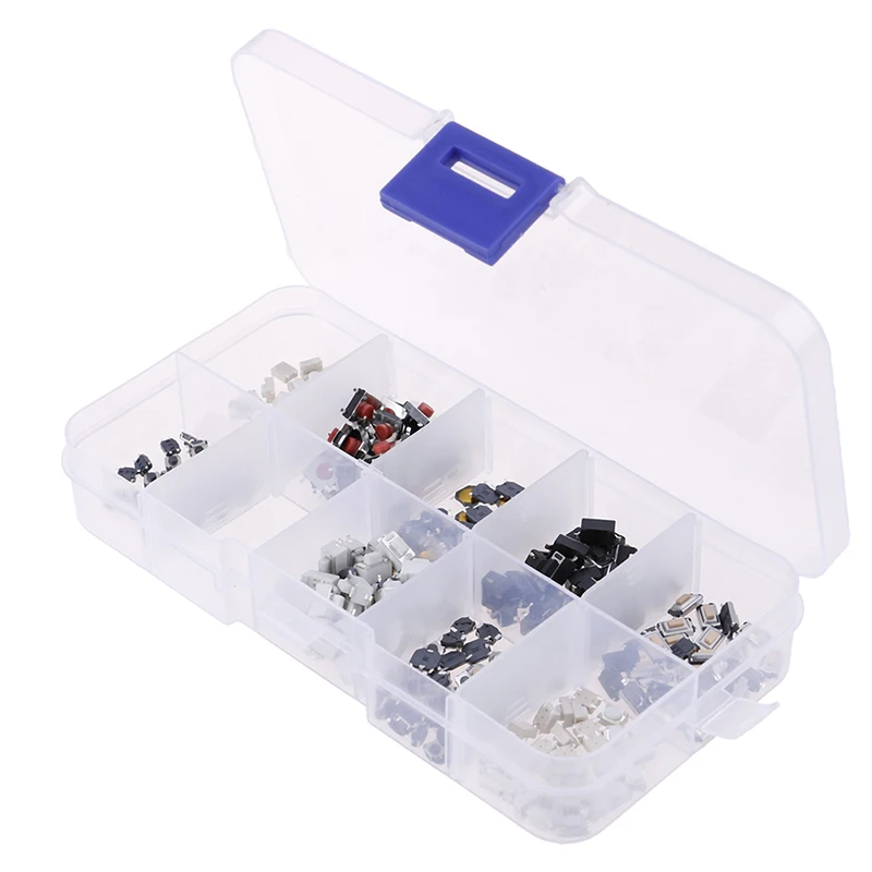 

250Pcs 10Models Tactile Push Button Switch Micro Switch Car Remote Control Button Switches With Box