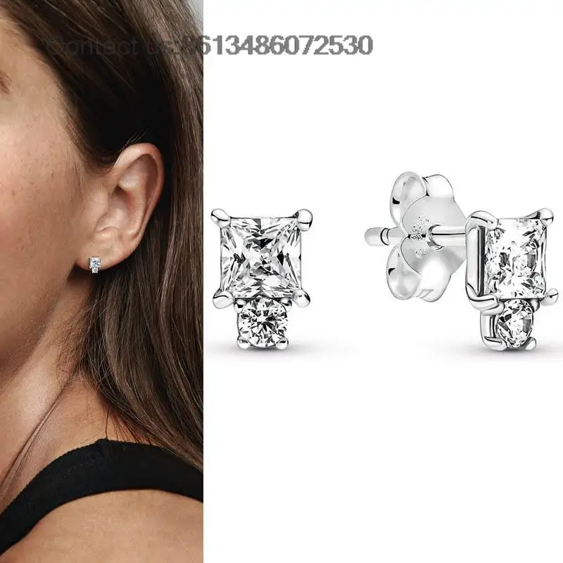 

Серьги круглые и квадратные из серебра 925 пробы, с блестками