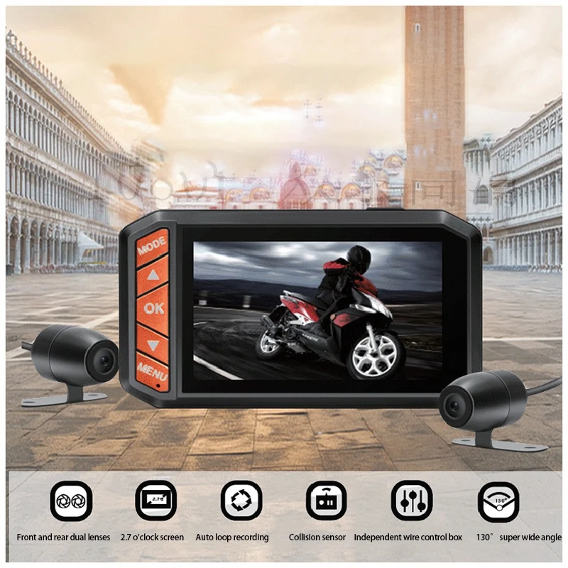 

1080P HD Motorcycle DVR 2.7 inch LCD Dual Camera Motorbike Dash Cam Video DV123