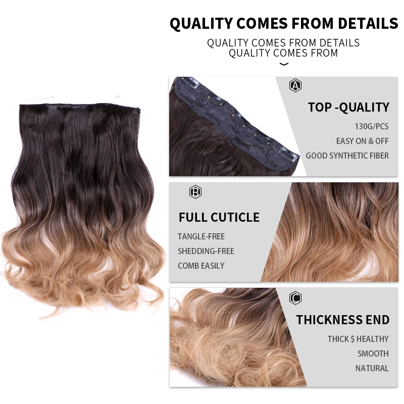 Синтетические волосы для наращивания на 5 клипсах Омбре кудрявые блонд