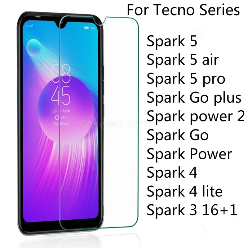 2 шт. закаленное стекло для Tecno Spark 5 Air Pro 4 Lite Go Plus Power защита экрана 3 16 1 защитная