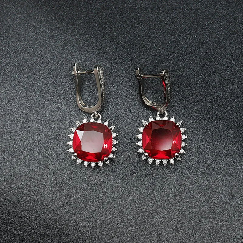 

100% Natural Ruby Stud Earrings Genuine Red Vintage Gemstone Earring Exquisite Jewelry Gifts for Women with Box Wholesale