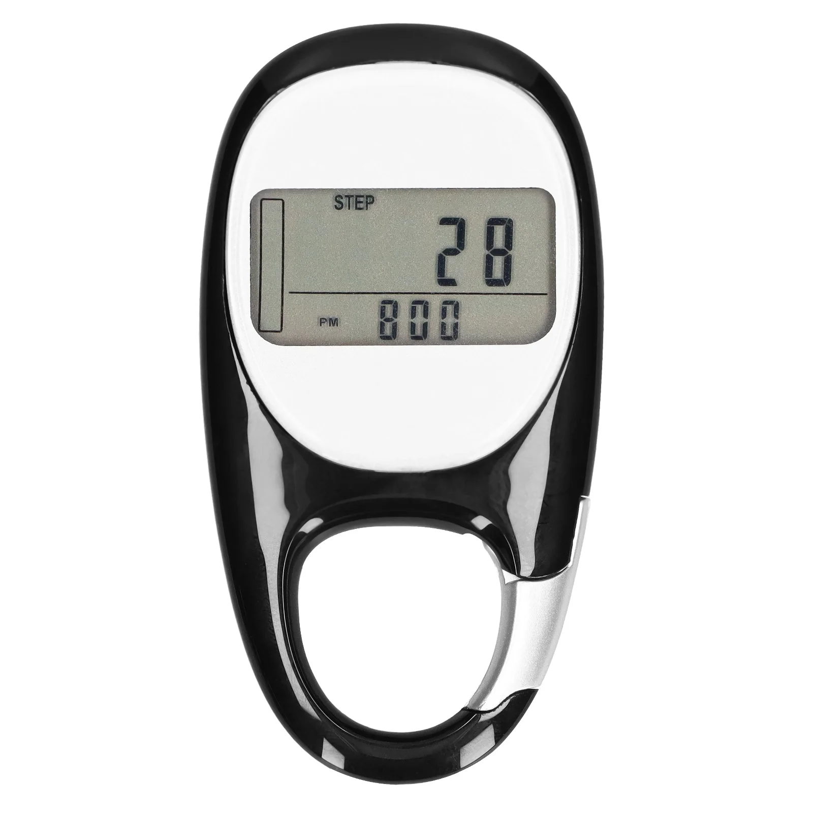 

Carabiner Pedometer 3D Pedometer Black With CR3032 260mAh Battery 3D Induction Pedometer Step Counting Fitness Walking Distance