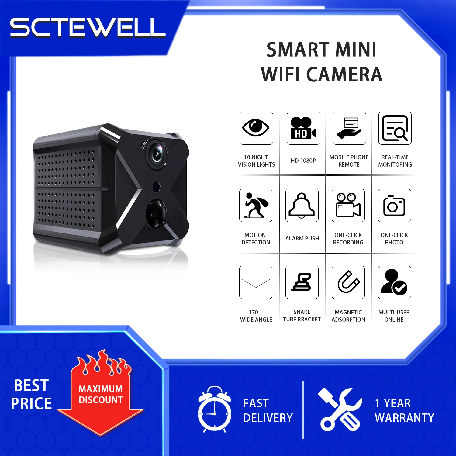 Wi-Fi камера 2 миллиона мини с функцией обнаружения человеческого тела PIR версия