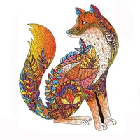 3d wooden jigsaw puzzle red fox unique shape animals puzzles games diy crafts toys for children adults christmas gifts with box