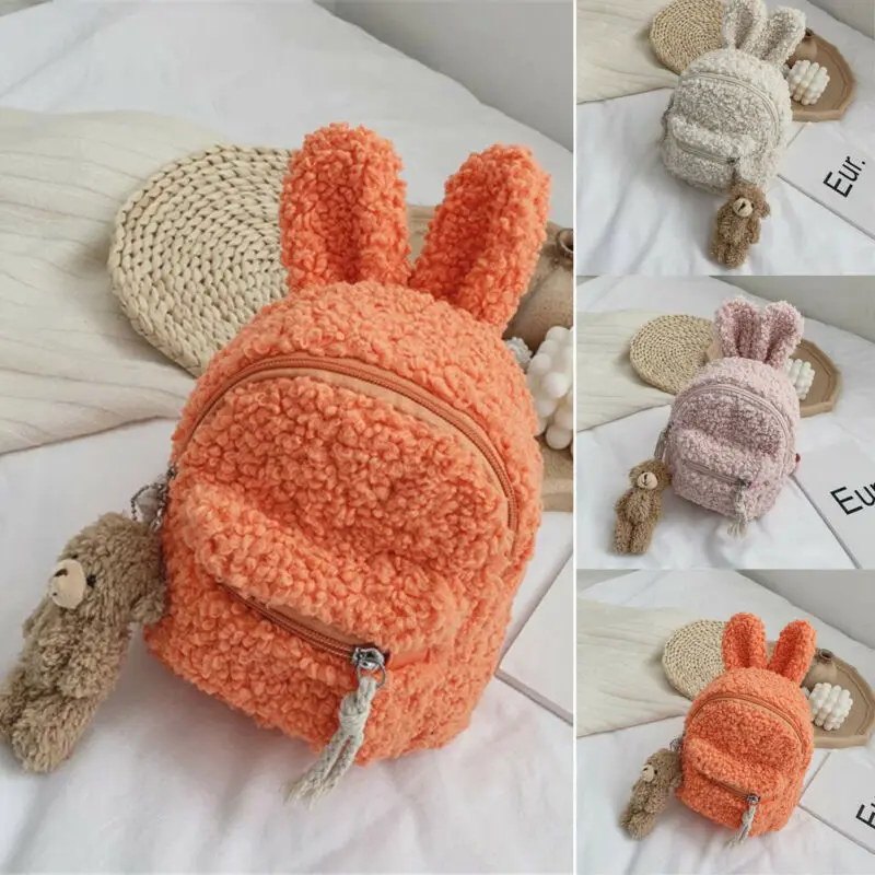 Новый 1 шт. девочек дети мультфильм милый флис рюкзак на молнии школьный сумка