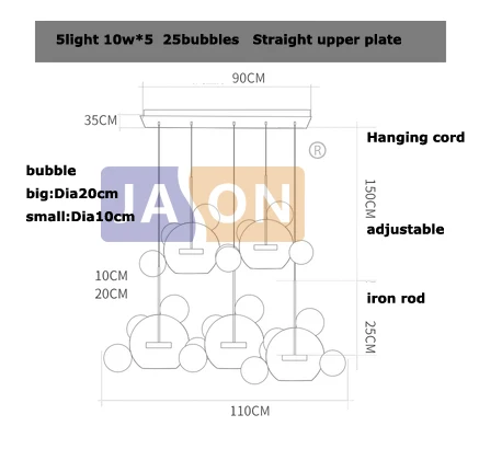 s size 5light 25ball LED Постмодерн Нордик Железные Стеклянные пузыри дизайнерские Люстра. люстры светодиодный свет светодиодный светильник для столовой фойе - Цвет абажура: s size 5light 25ball