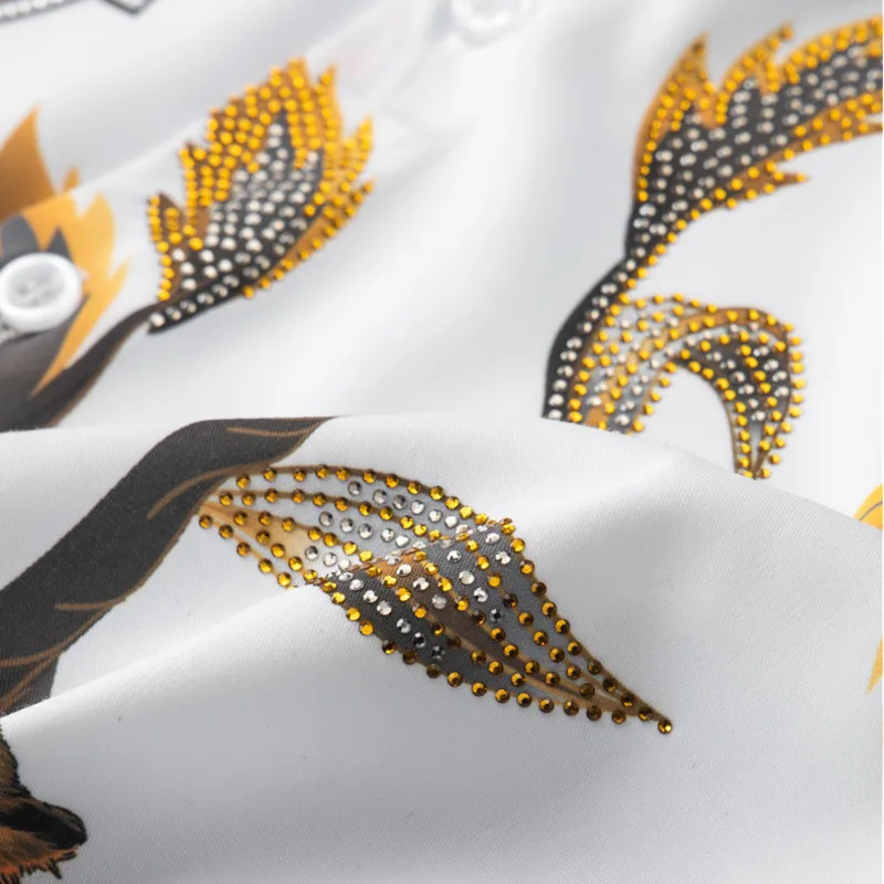 Роскошный алмаз рубашка с длинными рукавами для мужчин тигриным принтом Мужская