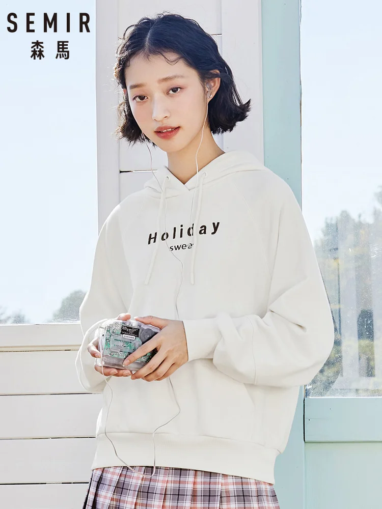 Свитер SEMIR женский с капюшоном свободная рубашка рукавами реглан пуловер в стиле