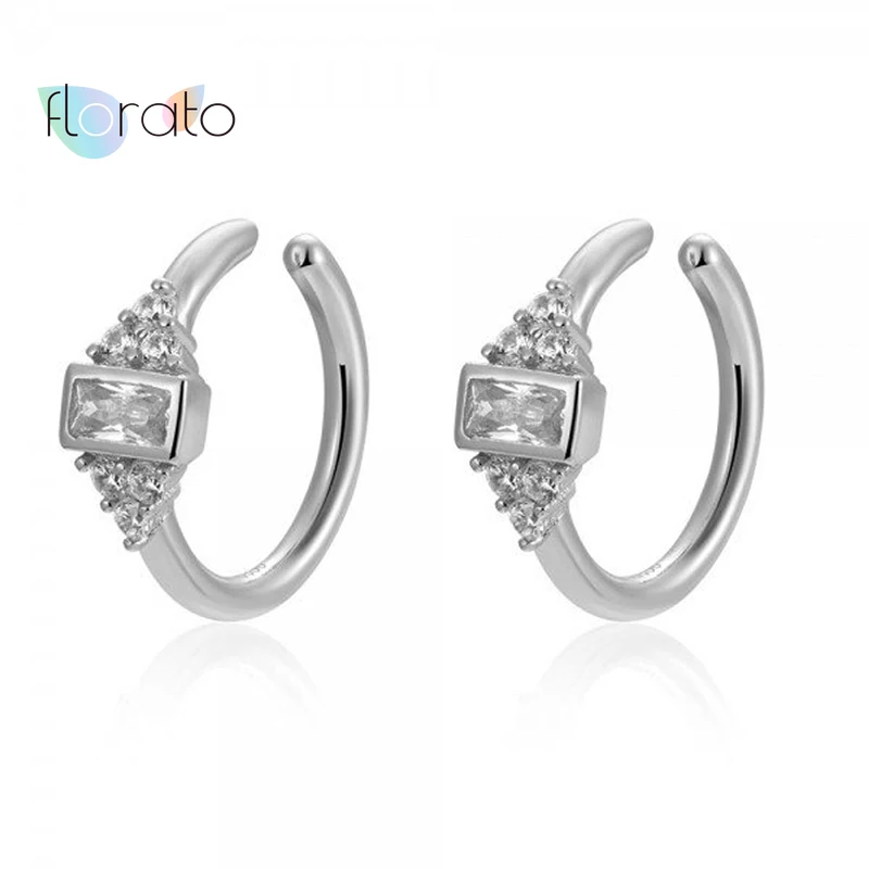 

1PC Fashion Round CZ Conch Clip Earrings 925 Sterling Silver CZ Crystal Ear Cuff Clip Without Piercing For Women Cute Jewelry