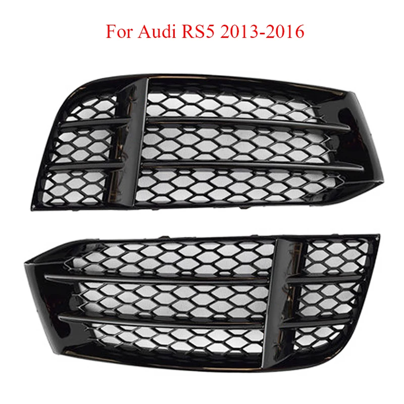 

2PCS Glossy Black Honeycombs Mesh Fog Light Grilles Grills Cover Fit for Audi RS5 B8.5 2013 2014 2015 2016 Car accessories