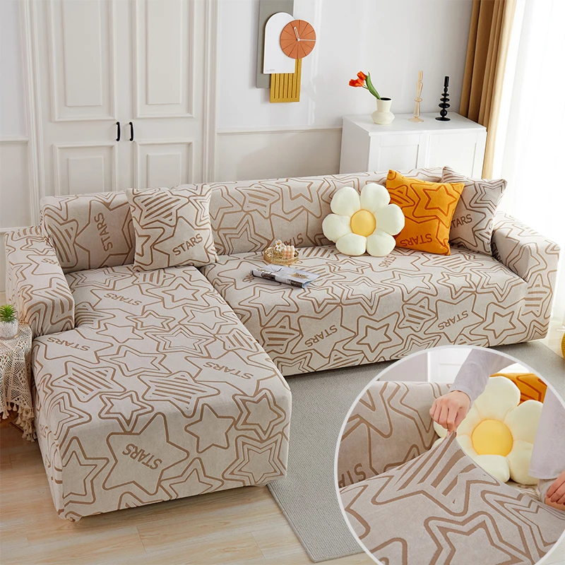

XAXA Living Room Corner Sofa Cover Elastic Thickening L-Shaped Three-Seat Couch Slipcover Chaise Longue Can Be Washed1/2/34 Seat