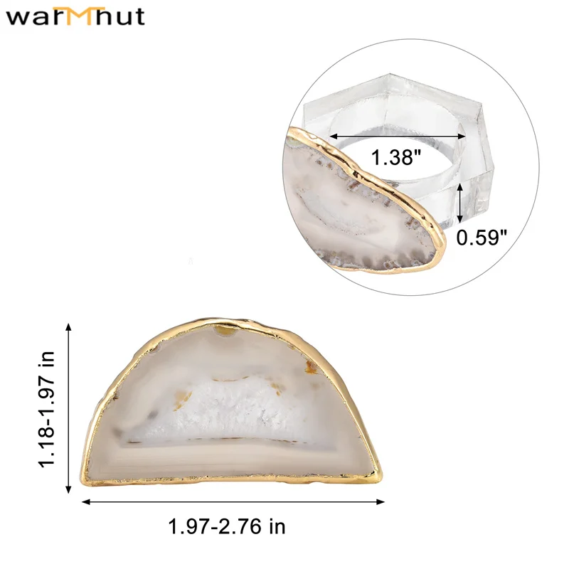 Дешево WarmHut Акриловые Кольца для салфеток, натуральный агат, искусственное/золотистое кольцо для салфеток, держатель для обеденного стола, праздни...