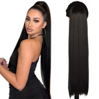 long straight synthetic drawstring ponytail 2428inch black female ponytail heat resistant ponytail