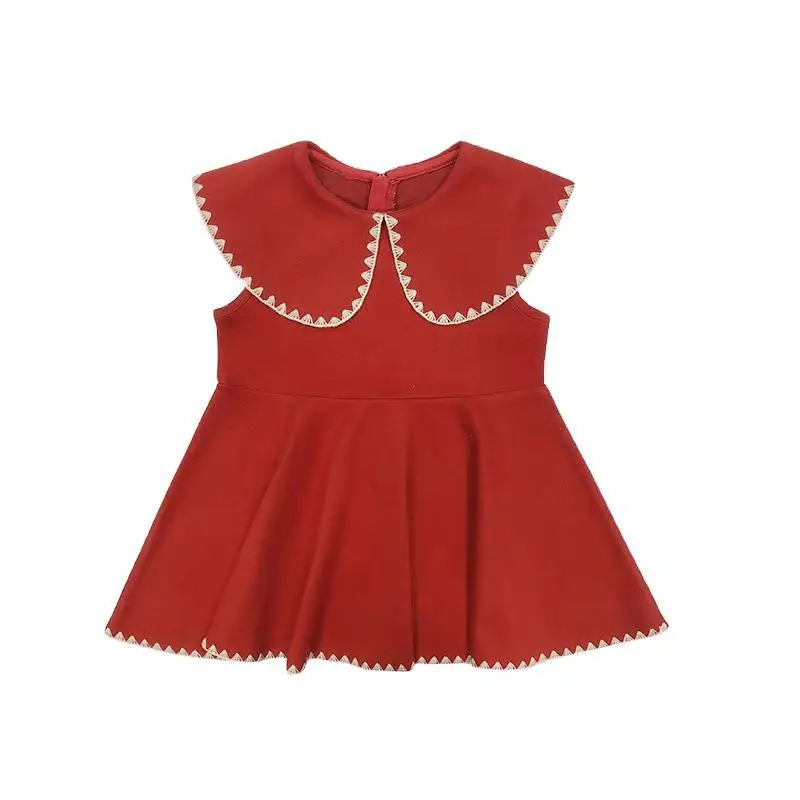 

Girls' clothing 2020 autumn children's sleeveless dress girls pure color elegant temperament princess dress 2-7 years