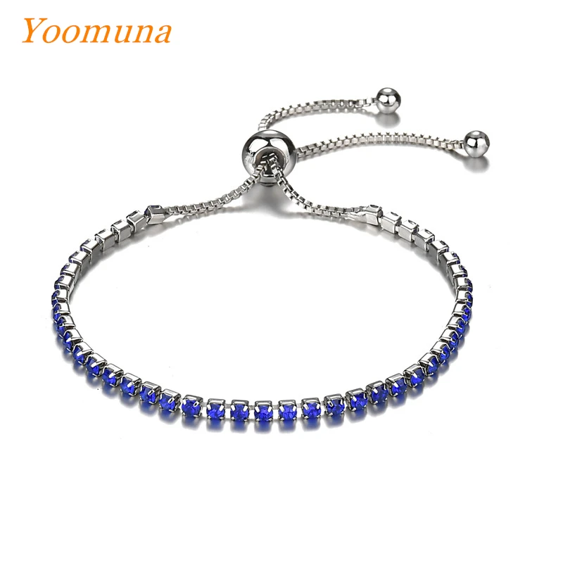 Yoomuna новые модные регулируемые теннисные браслеты для женщин Блестящий Кристалл