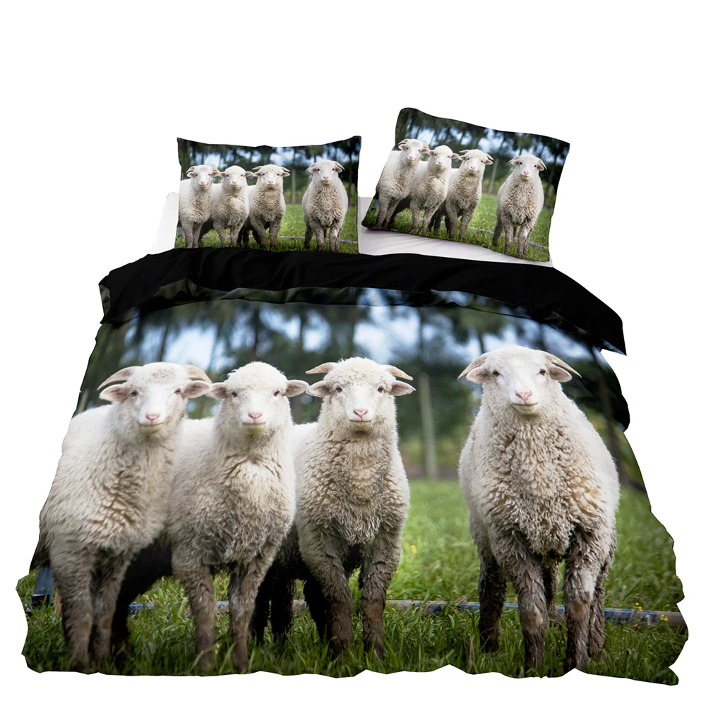 

HD Printing Sheep Family Pattern Duvet Cover Set With Pillowcase,245x210 Quilt Cover,264×228 Blanket Cover,King Size Bedding Set