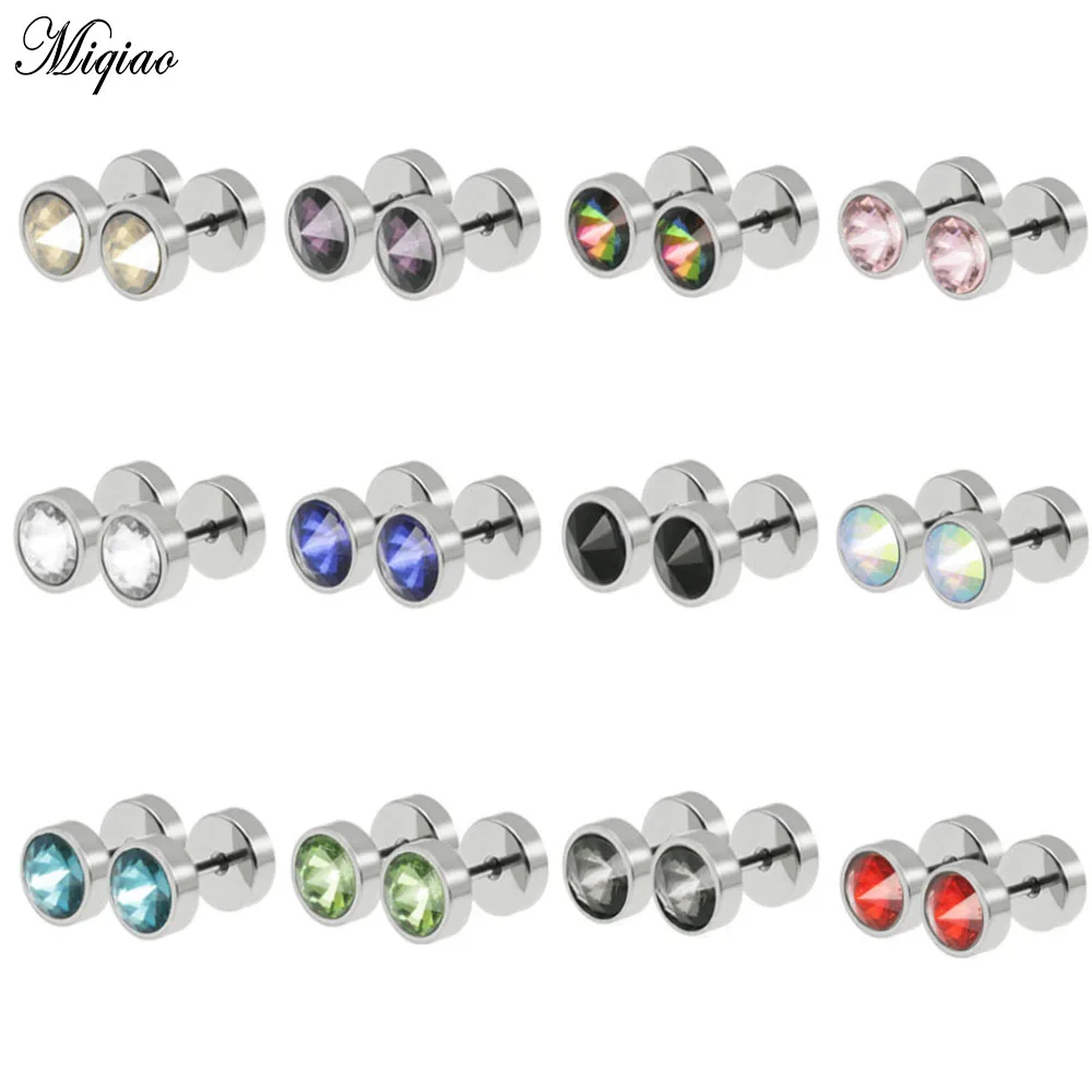 

Miqiao 1 Pair Classic Fashion Color Stud Earrings for Women Stainless steel Studs Earring Mens Jewelry