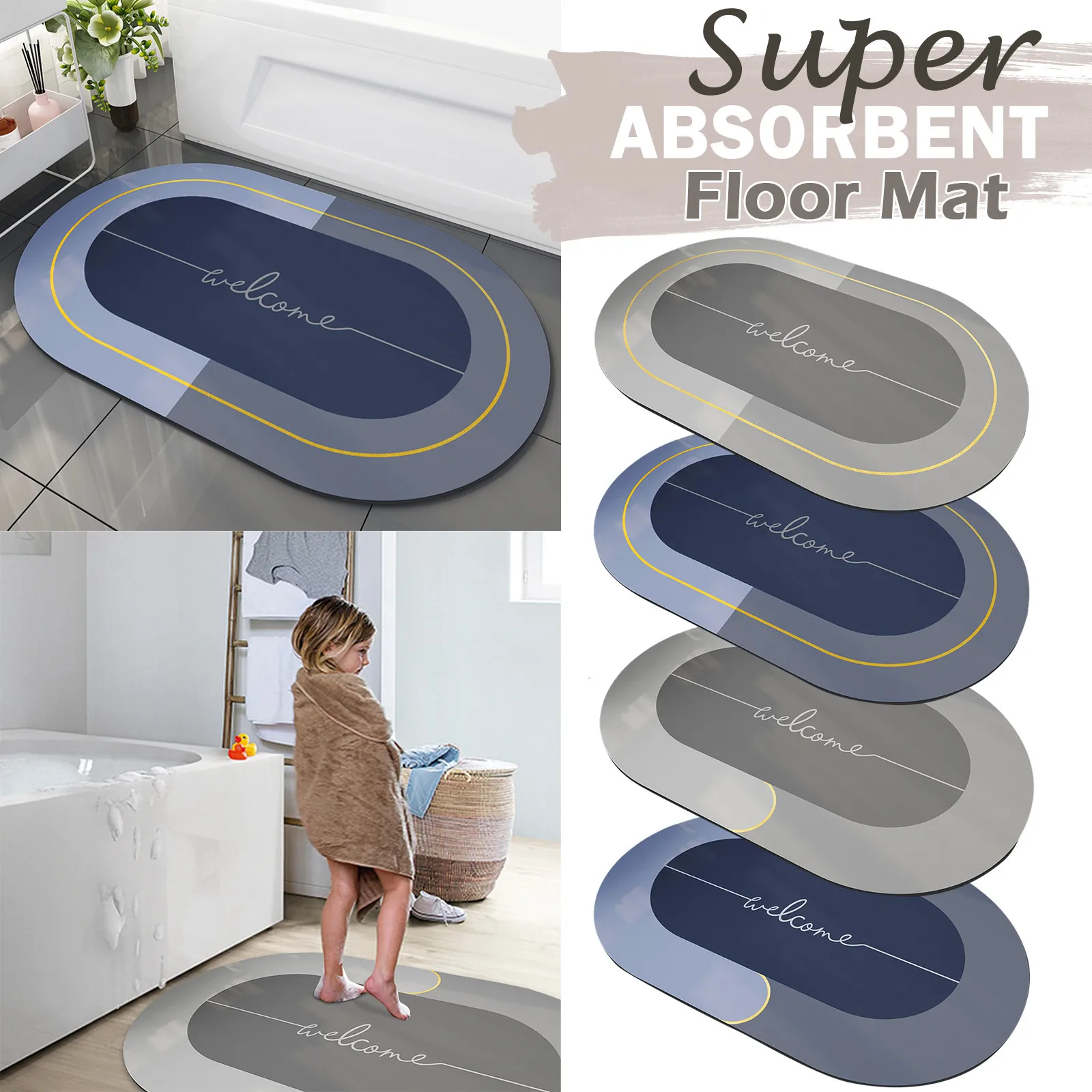 

Super Absorbent Floor Mat Non-Slip Soft Microfiber Memory Foam Bath Mat Bathroom kitchen Indoor Door Mat(15.7x23.6in)#8