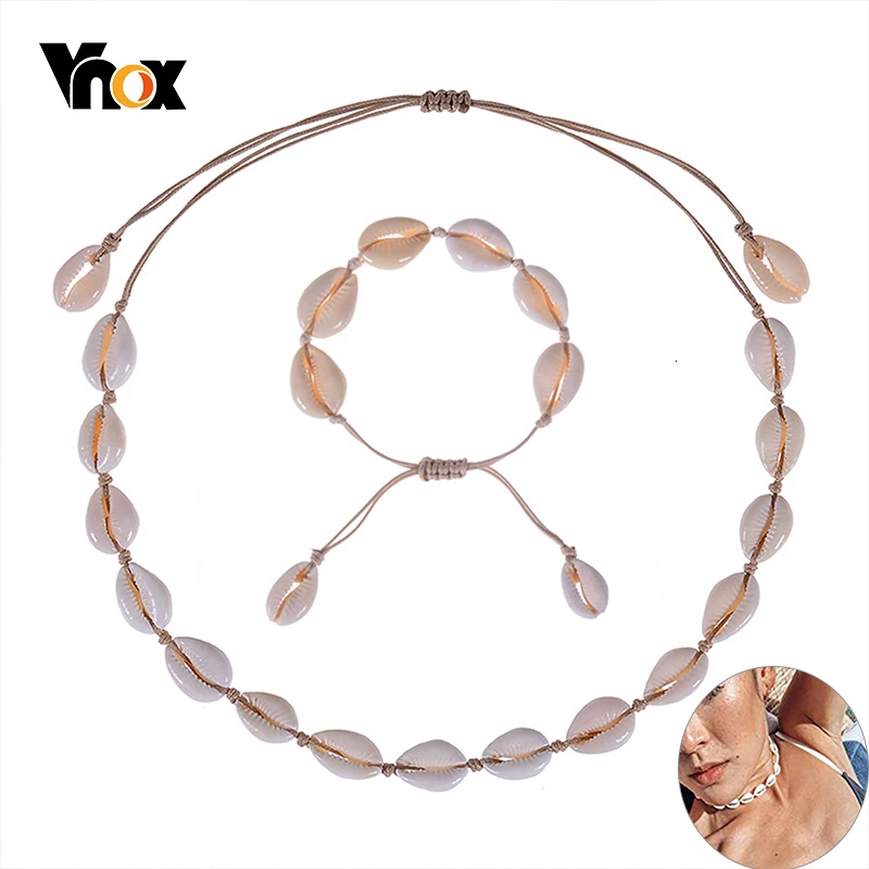 Vnox очаровательные ожерелья в виде ракушки браслеты Набор для женщин праздник