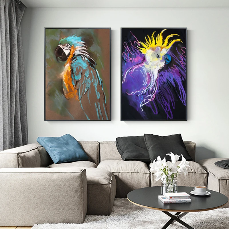 RELIABLI художественный постер с попугаями и птицами животные картины на холсте