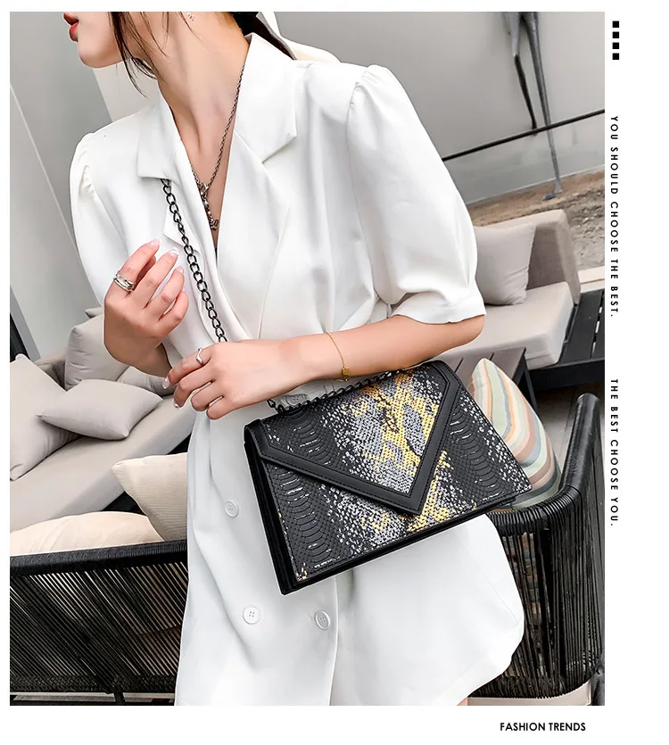 

2021 New Female Woman Crossbody Bags PU Leather Flap Shoulder Alligator Snake Pattern Fashion Design Women's Shoulder Bag