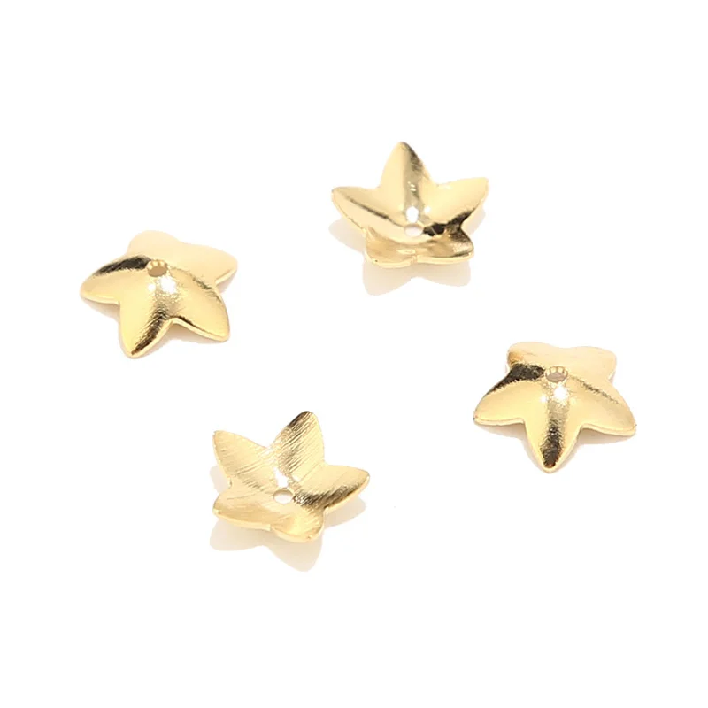 

100pcs/lot Stainless Steel Gold Plated Flower Charms Bead Caps 7mm Width Receptacle Connectors For DIY Jewelry Making Findings