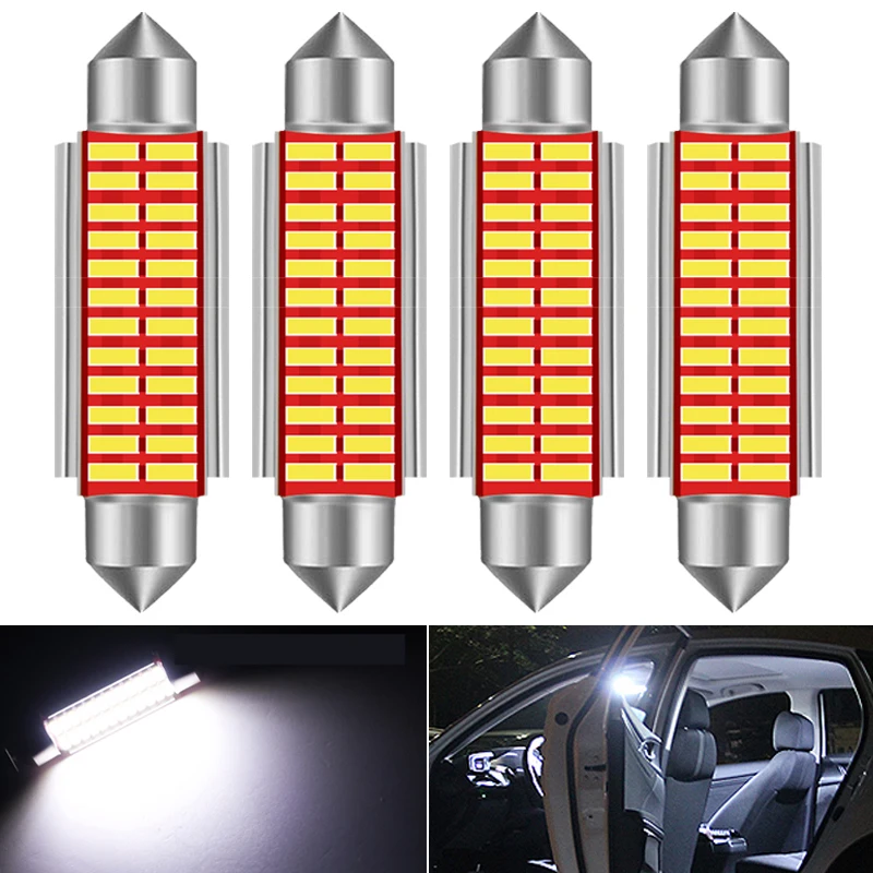 4x C5W 41 мм 31 36 Festoon светодиодный Лампа Белая насадка для чтения подкладке