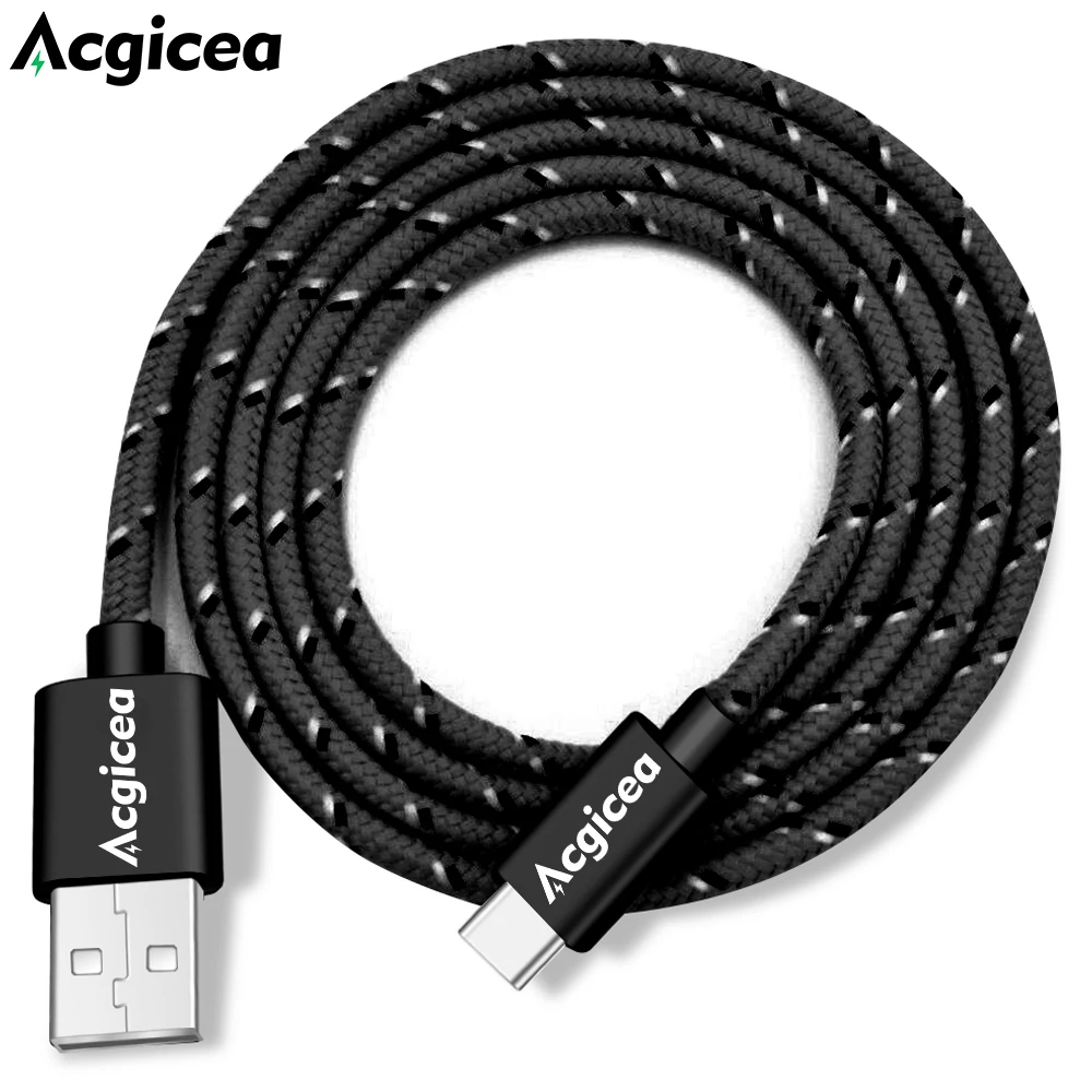 acgicea usb type c cable for samsung s20 s21 xiaomi nylon mobile phone fast charging charger cord for android micro usb cable free global shipping