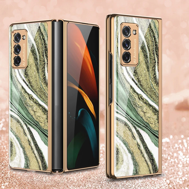 

Luxury Plating Glass Case For Samsung Galaxy Z Fold 2 Case Full Protection Cover For Samsung Galaxy Z Fold2 5G Flip Shockproof