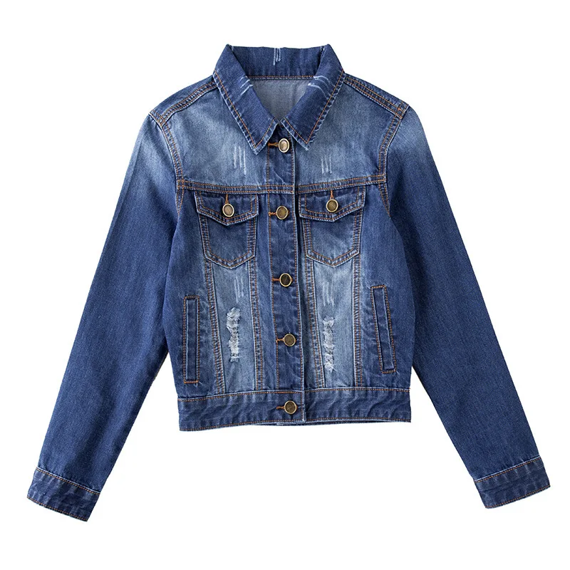 Короткая джинсовая куртка женские весенние куртки Модная Джинсовая с вышивкой