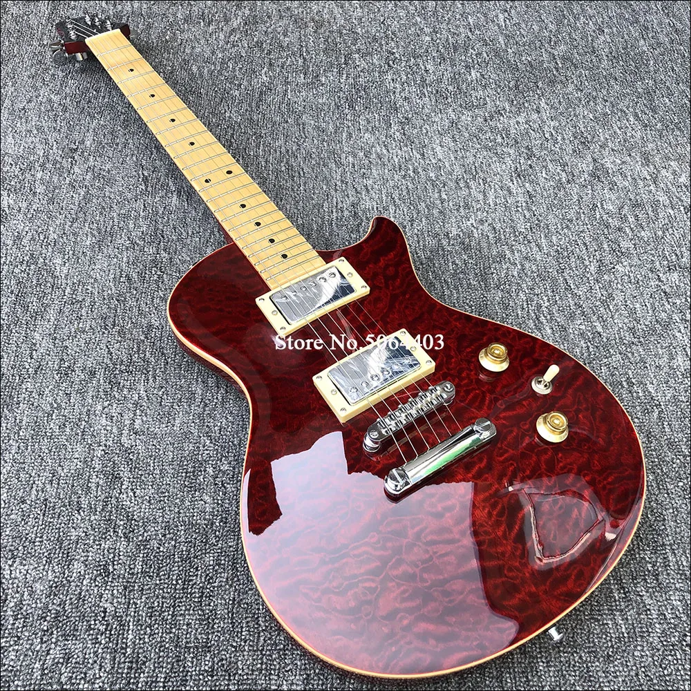 Электрогитара на заказ с большими цветами. Красная краска флокулярный крупный