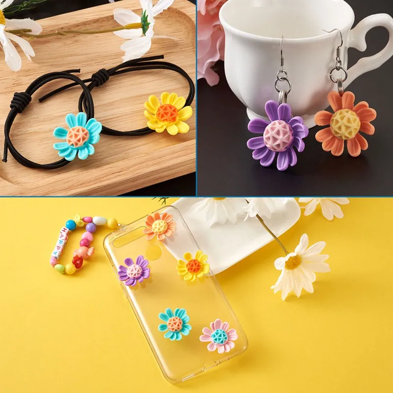 108pcs/set Flatback Flower Resin Cabochons Mixed Color DIY Embellishments Phone Headwear Scrapbook Craft Decor Accessories