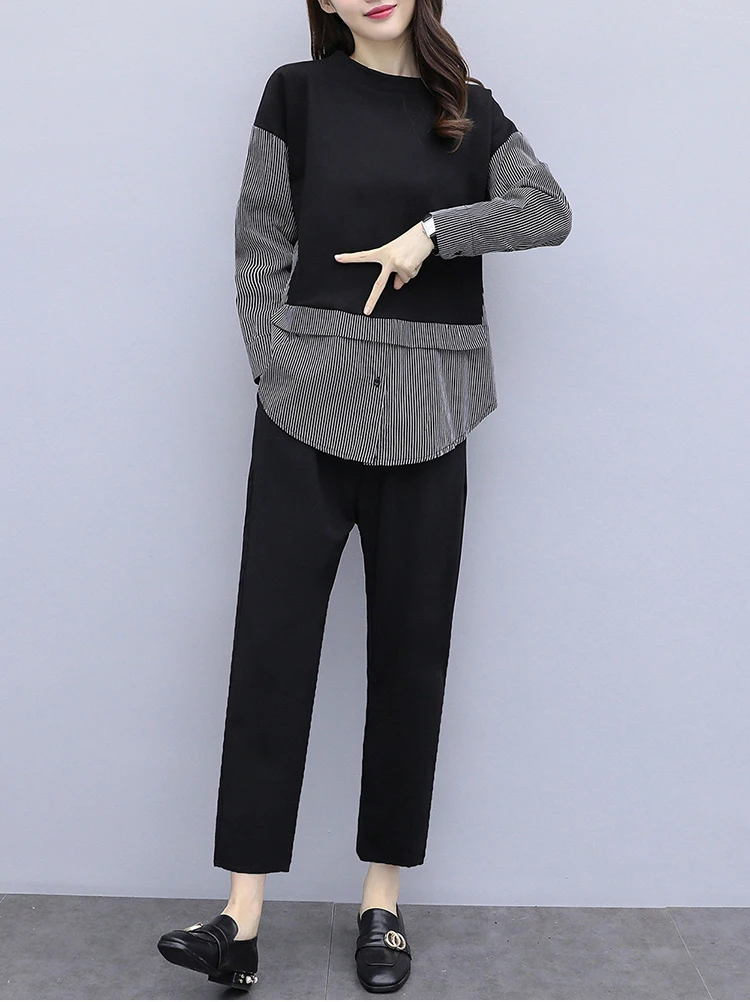 YICIYA, плюс размер, большой, 4xl, 5xl, Женский комплект 2 шт., наряд, спортивный костюм, спортивная одежда, комплект из топа и штанов, костюмы, весна