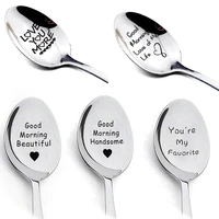 lettering coffee spoon 19cm handle coffee ice cream teaspoon accessories home kitchen tableware gifts household use for lovers