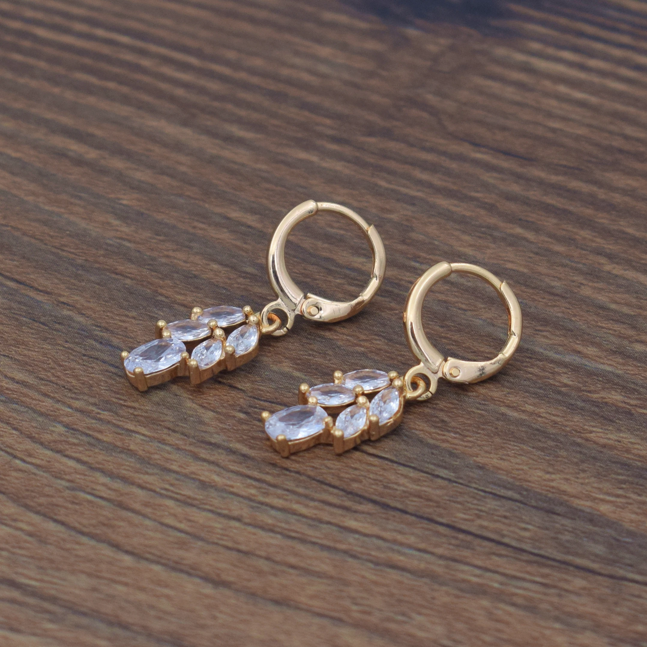 Модные серьги из розового золота для женщин Висячие длинные Кубического