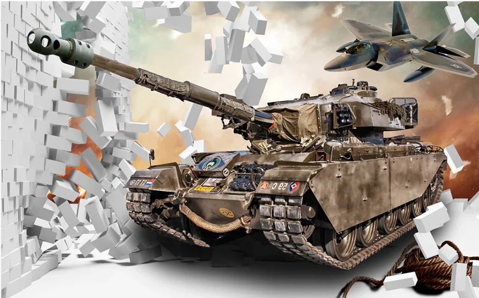 Пользовательские 3D сломанные стены военная тема Танк стены фон обои росписи