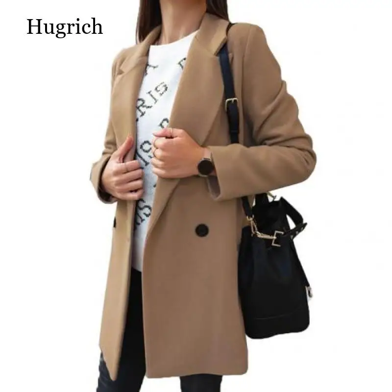 

2021 New Spring Women Blazer Jacket Casual Solid Color Work Suit Coat Office Lady Fashion Pockets Long Sleeve Slim Blazer Female