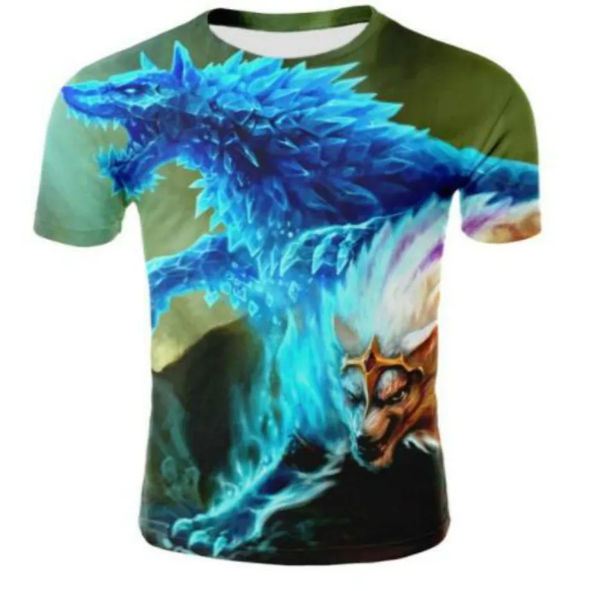 Мужская забавная футболка с 3D принтом волка летняя коротким рукавом 5XL 2019 | одежда