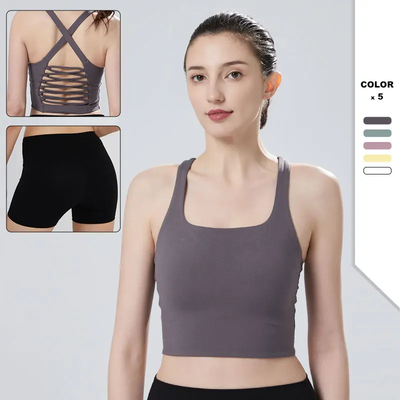 

Hot Sale Female Fitness Sports Bras set Comfortable And Formfitting Yoga Pants Running Dance seamless tight shorts Sportswear