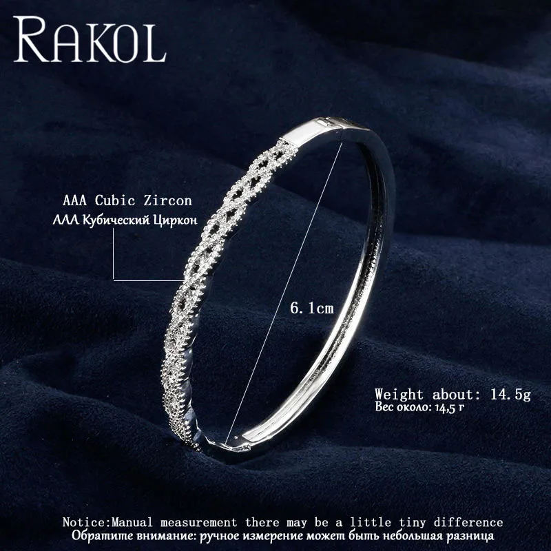 Женский браслет на запястье RAKOL роскошный из розового золота с фианитом AAA|bracelet