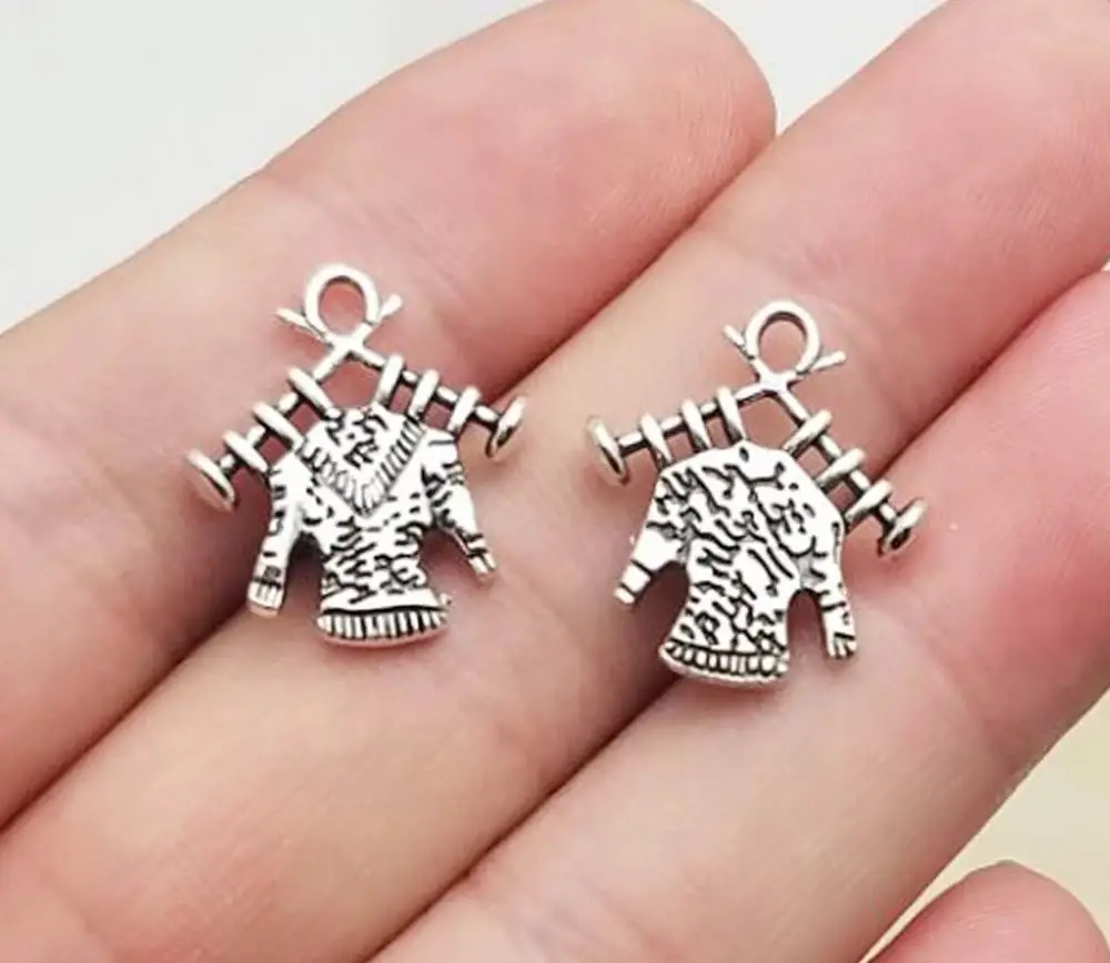 30 шт./лот 19x17 мм подвески для вязаных свитеров с античным серебряным покрытием