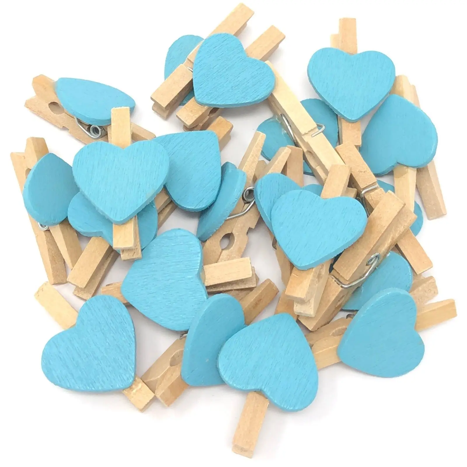 20pcs Colored Hearts/Stars On Natural Pegs 30mm Wedding Christmas Card Holders Clothespins Clips Table Decorations DIY Crafts | Дом и сад