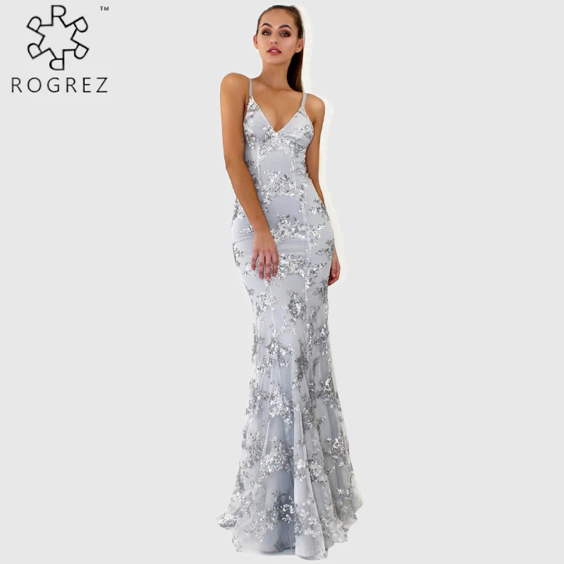 ROGREZ золотое серебряное красное элегантное Бандажное платье с блестками