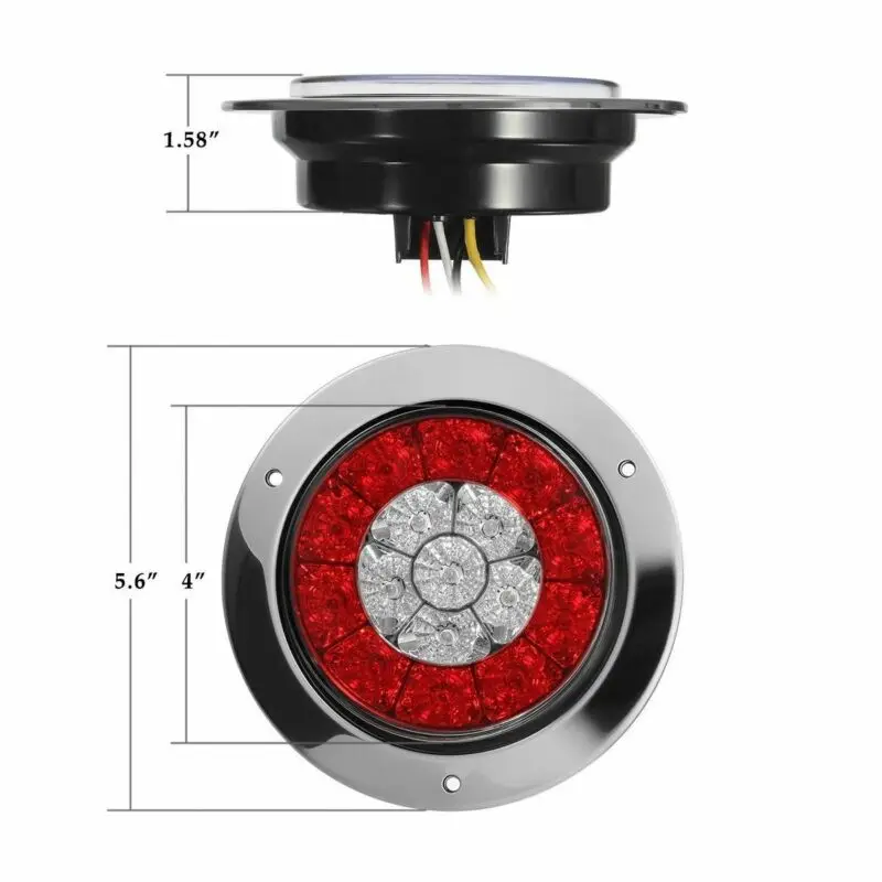 

2X 4 LED Round Tail Lights Indicator Stop Brake Lamp For Boat Car Truck Trailer