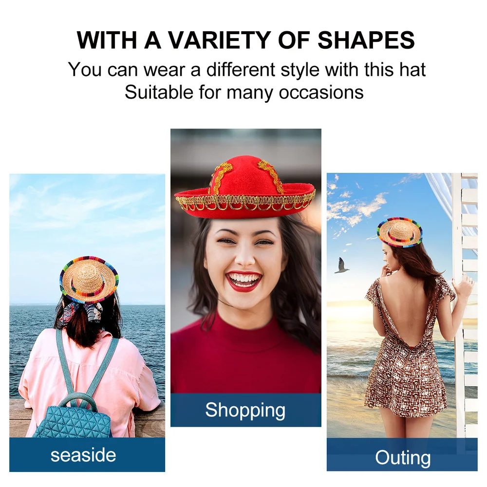 6pcs Hat Design Hair Hoop Funny Headband Adorable Accessory Mini Mexican for Woman Kids Party Festival | Дом и сад