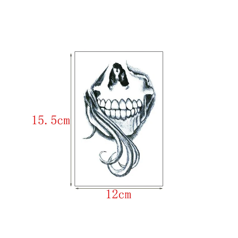 Временные водонепроницаемые боди-арт тату стикер Длинные волосы череп женщина