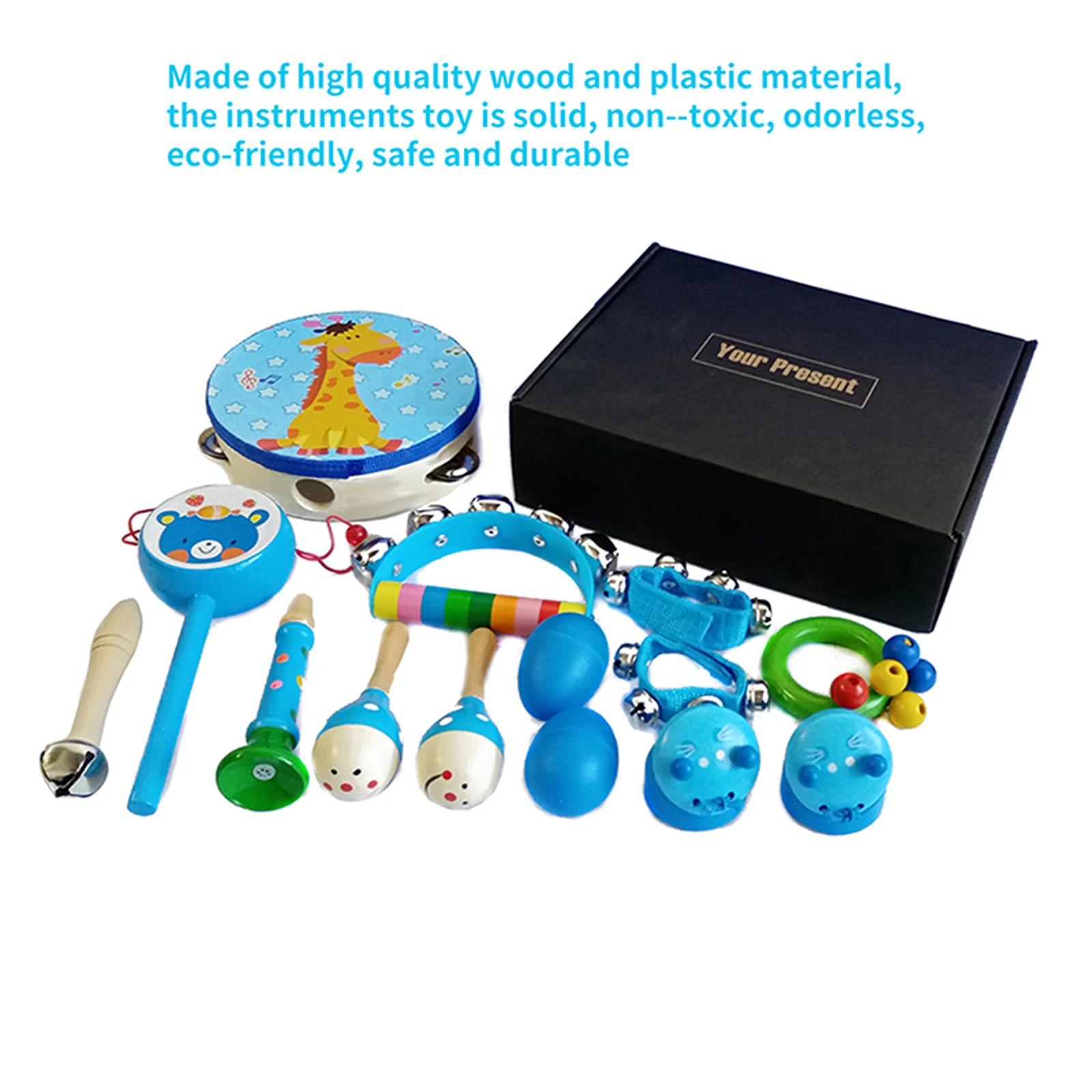 

1 Set Musical Toy Set Roll Drum Instruments Band Kit Kids Early Educational Toy Gift Baby Grasp Hand Bell Music Toys Kids Gift