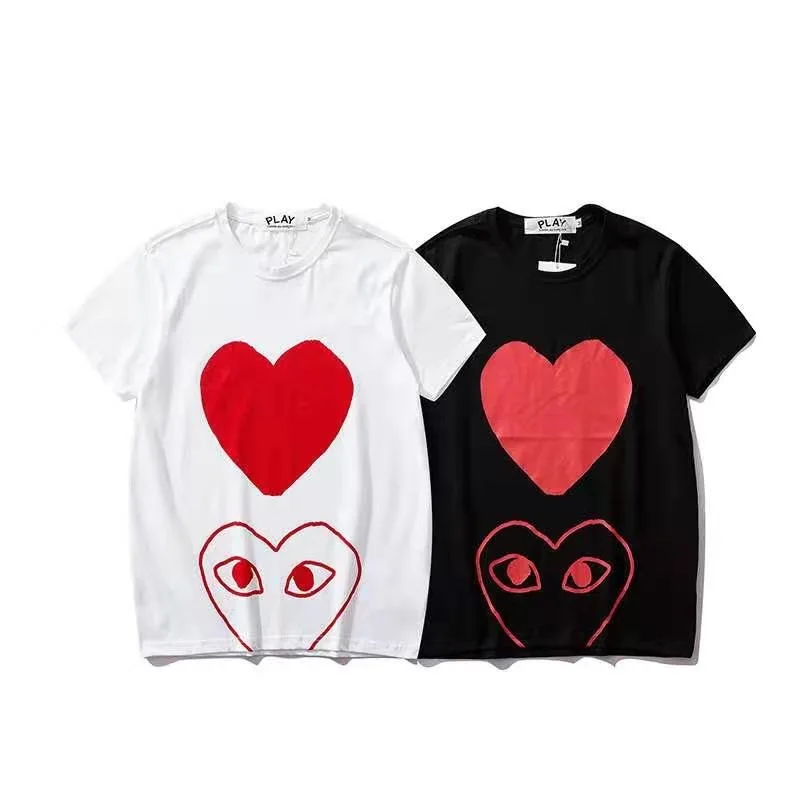 

CDGpaly cotton round collar red heart line of boys and girls with short sleeves T-shirt lovers love parents