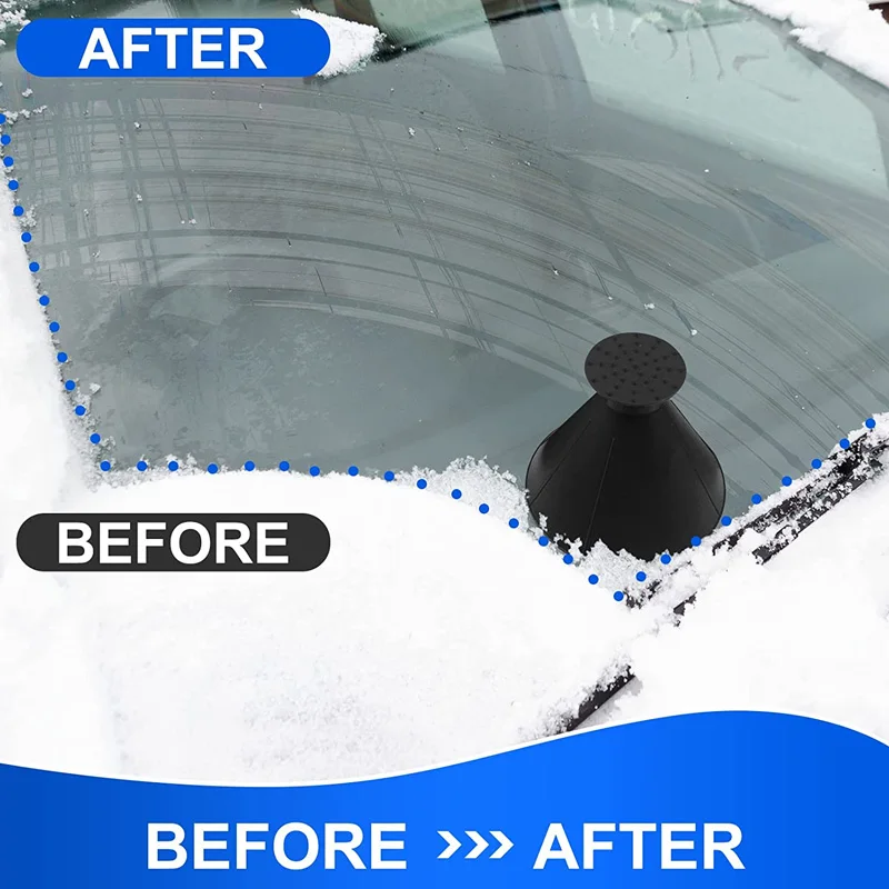 1pc Car Ice Scraper Snow Remover Shovel Windshield Glass Defrost Removal Automotive Tool Winter Funnel Shape Clear | Автомобили и